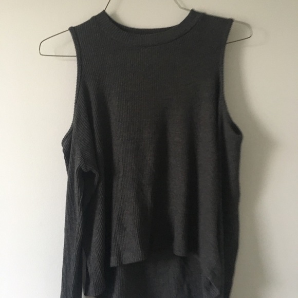 Dark Gray Cold Shoulder Sweater - Picture 2 of 3